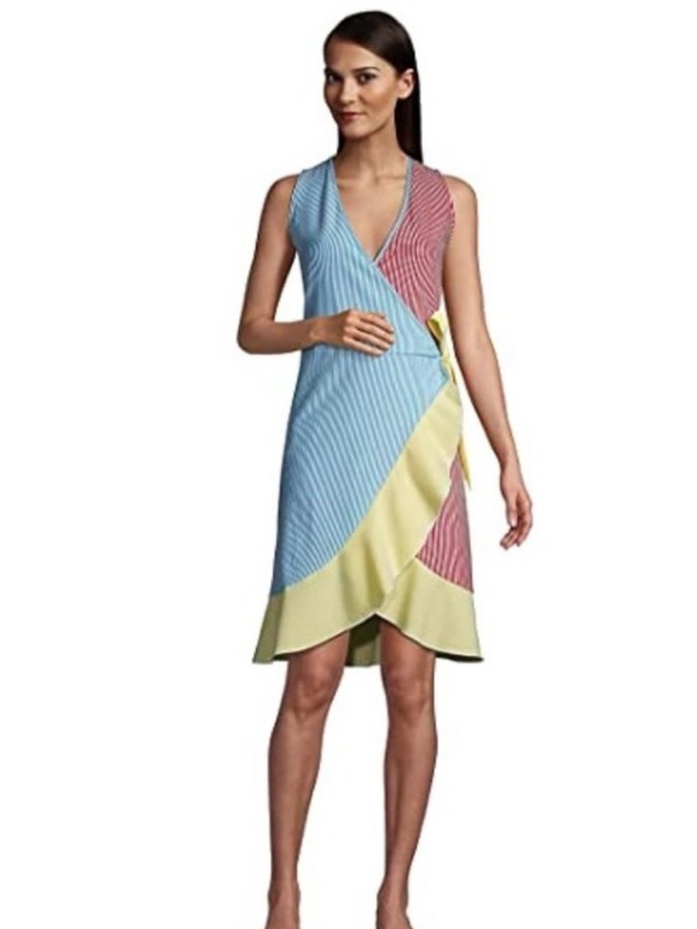 Lands’ End Seersucker Wrap Dress Striped Summer Coverup XL/18 -